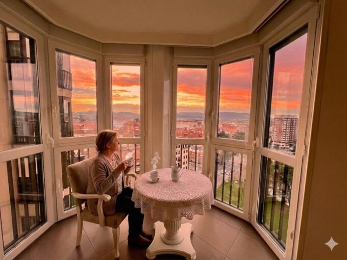 Contemplar la ciudad desde una décima planta